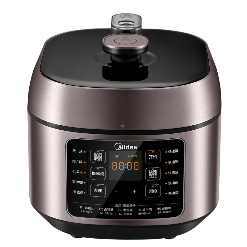 美的(Midea)智能电压力锅家用多功能锅不粘双胆开盖收汁匀火速热高压锅4-8人0涂层内胆 MY-C540G GM