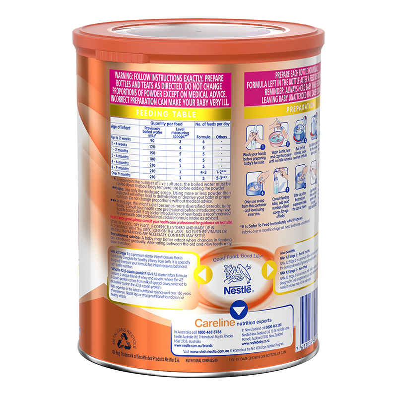 NESTLE雀巢能恩NAN A2婴幼儿奶粉1段 800g (0-6个月)