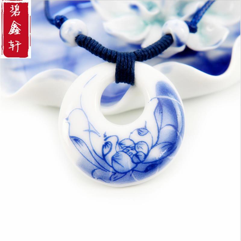 陶瓷项链毛衣链 女民族风手工青花配饰 时尚百搭送女朋友七夕情人节礼物