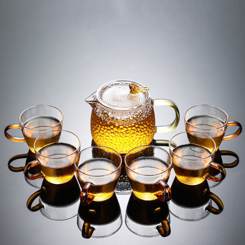 玻璃茶具套装烘焙精灵功夫茶加厚家用茶盘简约透明泡茶器茶杯小套8含