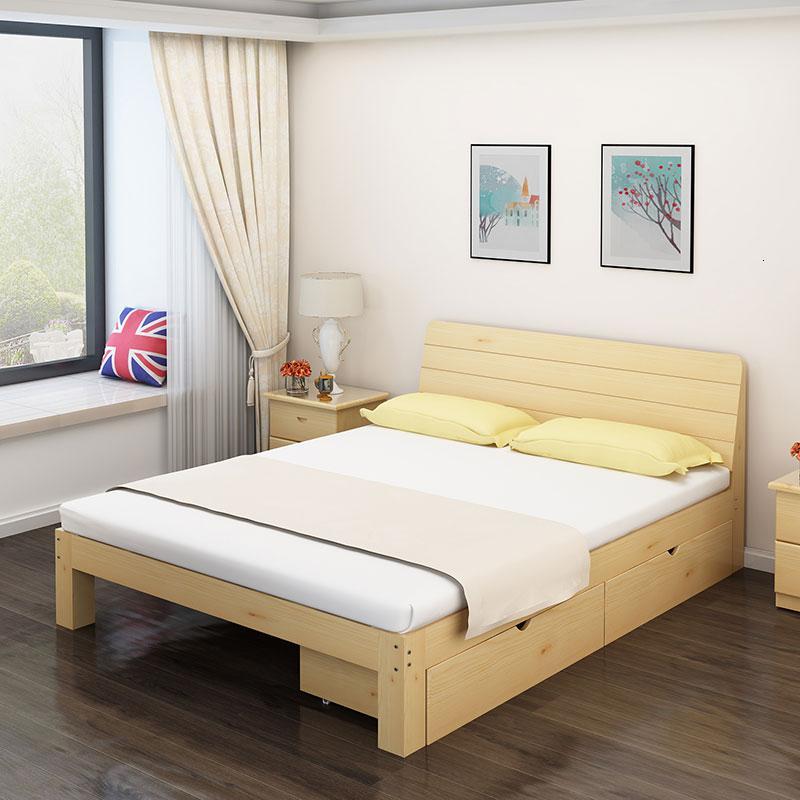 一米五的床原木床免漆全实木双人床出租房用2米经济型组装床租房欧因