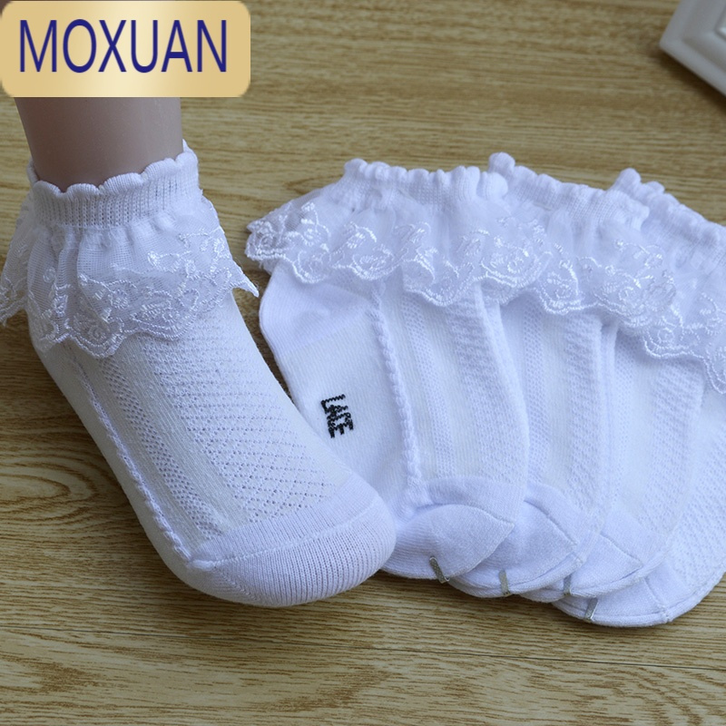 MOXUAN儿童花边袜女童夏季薄款春秋日系蕾丝公主白色舞蹈袜拉丁袜子