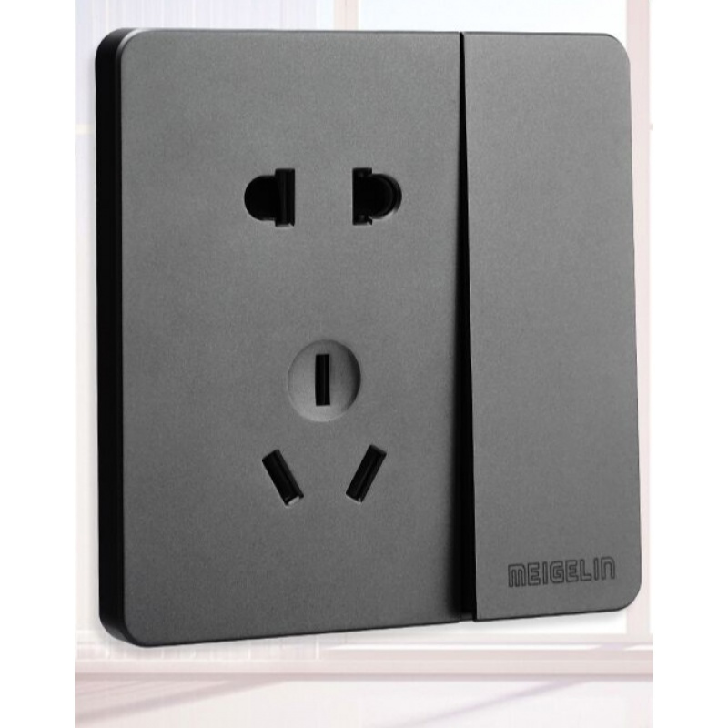 北欧灰色86型墙壁开关面板五孔usb暗装16a插座家用多孔x5