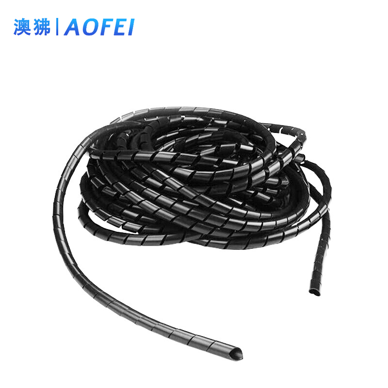 澳狒 PE螺旋绕线管束线管穿线管理线管集线管 电线电缆网线保护套 管直径 黑色 8mm*10米