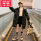 可莉允女童长款棉服过膝加厚棉服中长款连帽棉袄中大童韩版羽绒棉服外套