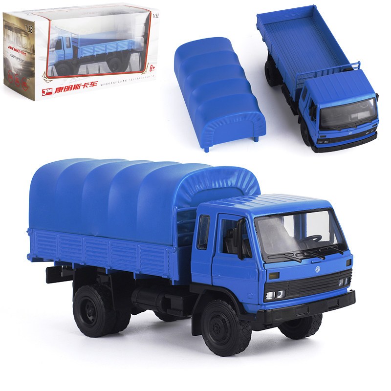 jkm金属132东风康明斯平头卡车仿真合金小汽车模型玩具工程运输蓝色