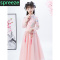 spreeze 儿童汉服女秋冬装连衣裙加绒洋气公主裙唐装女童裙子套装秋款红色