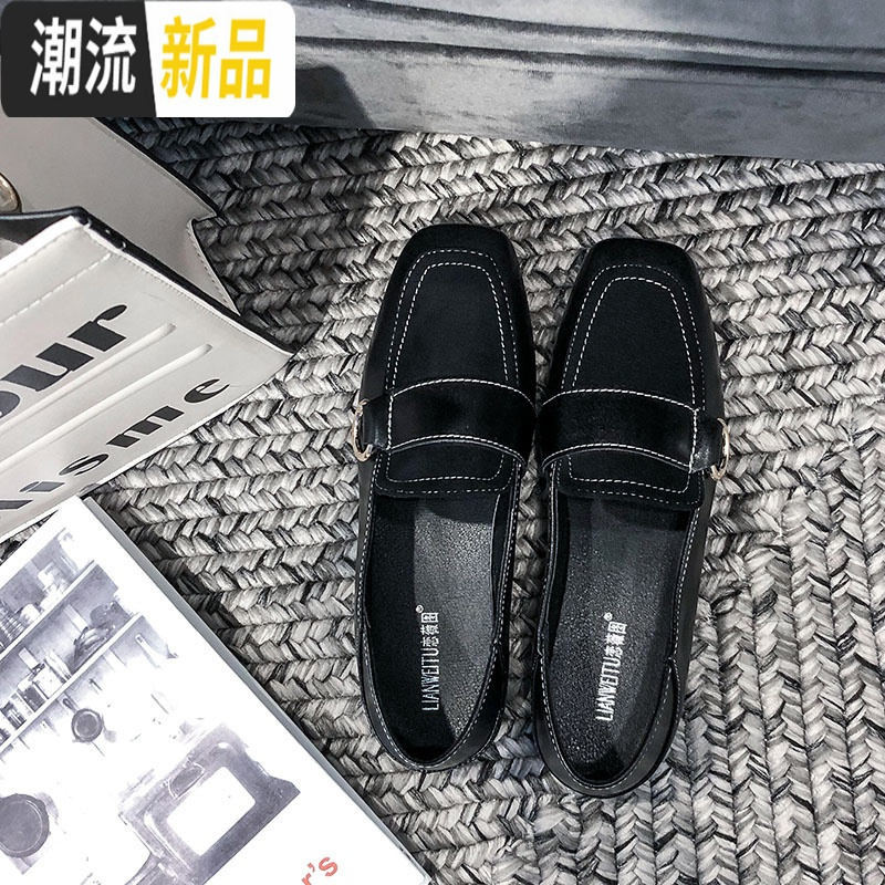 小皮鞋女鞋春秋单鞋2020新款英伦风复古乐福鞋平底学院一脚蹬豆豆 广赫