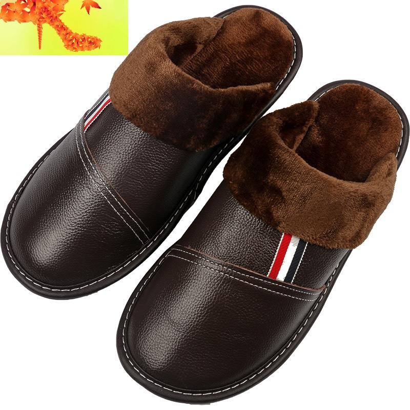 棉拖鞋男士新款秋冬季居家用室内木地板情侣加绒加厚保暖拖鞋简畅