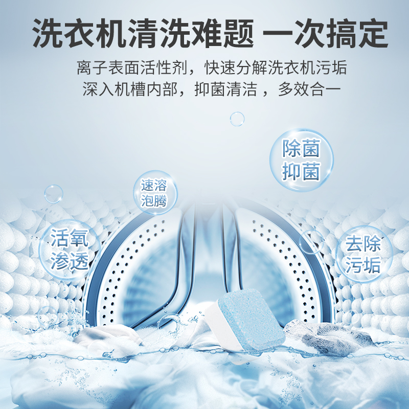 [补贴10%]1盒12粒 洗衣机槽清洁泡腾片滚筒式杀菌消毒全自动清洗剂家用除垢高清大图