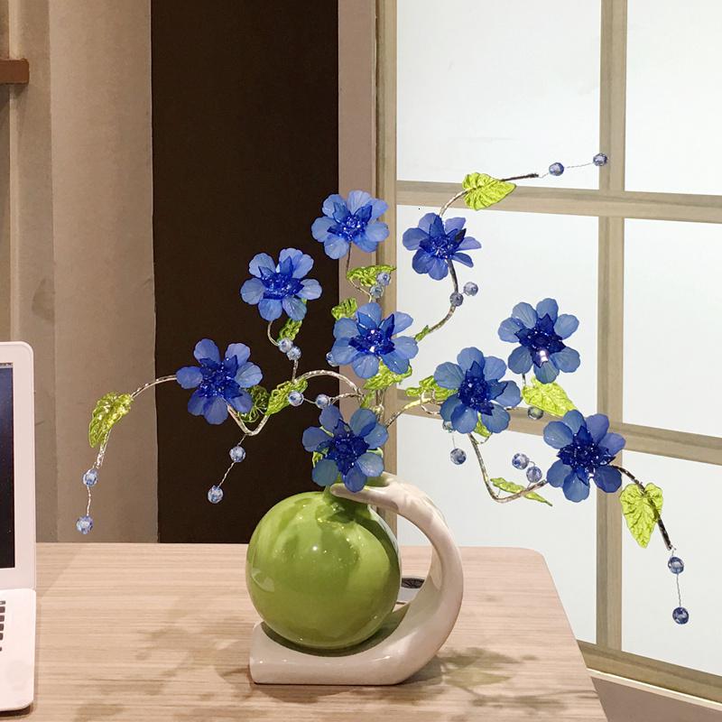 家居客厅摆件陶瓷花插餐桌台面小清新插花花瓶创意电视柜装饰花器 三维工匠 紫色高清大图