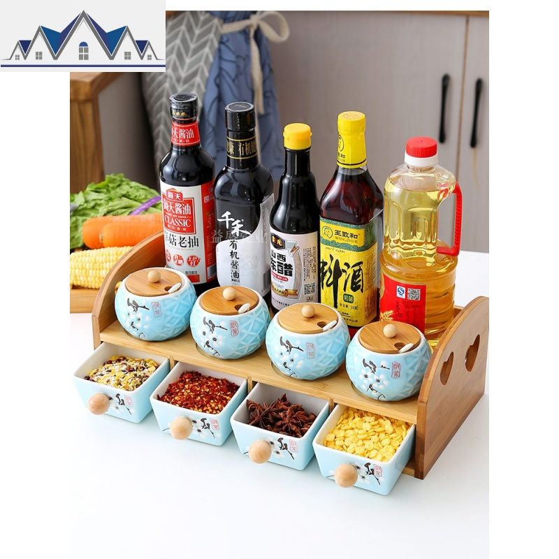 创意陶瓷调料盒套装厨房用品用具调料罐佐料盒盐罐收纳盒家用套装 三维工匠