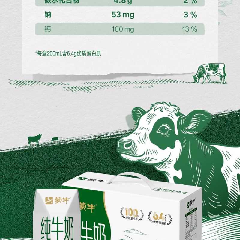 蒙牛纯牛奶 200ml*10盒高清大图
