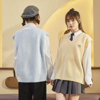 [2.5折价68元]唐狮春秋新款马甲针织衫女清新学院风休闲甜美百搭套头上衣Q