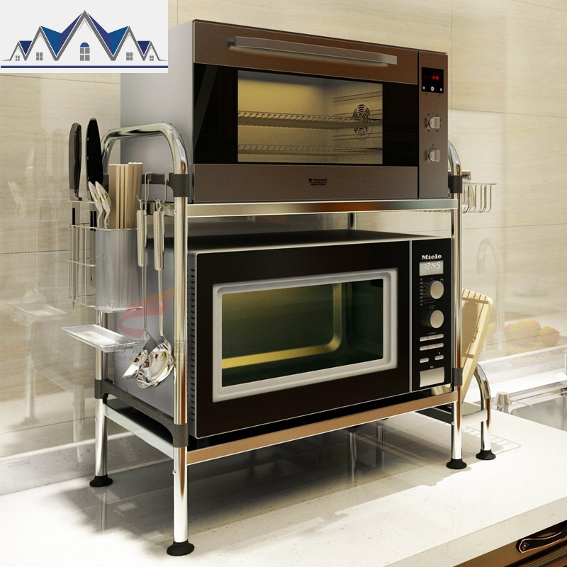 不锈钢厨房置物架微波炉烤箱架收纳储物架调料架落地省空间架子_6_935高清大图