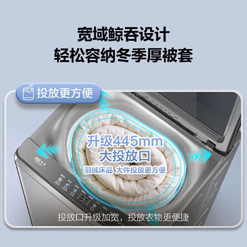 海尔Haier 11公斤变频全自动波轮洗衣机手搓式除菌螨后置触控语音播报星蕴银大桶洁净防缠绕