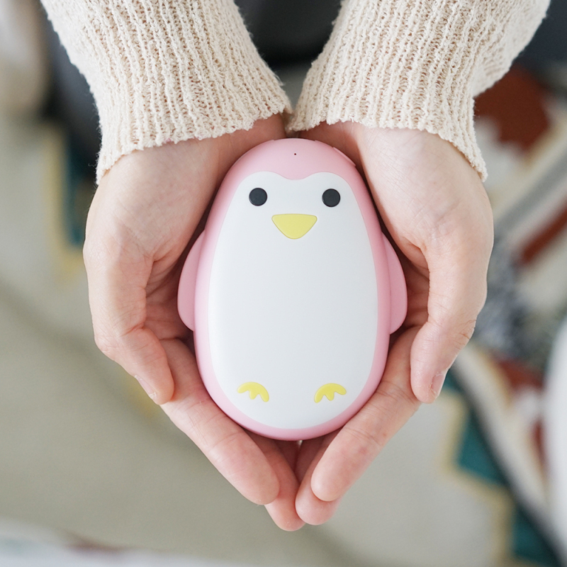 苏宁宜品企鹅暖手宝充电宝二合一可爱软萌萌宠冬季网红女生学生宿舍保暖粉色