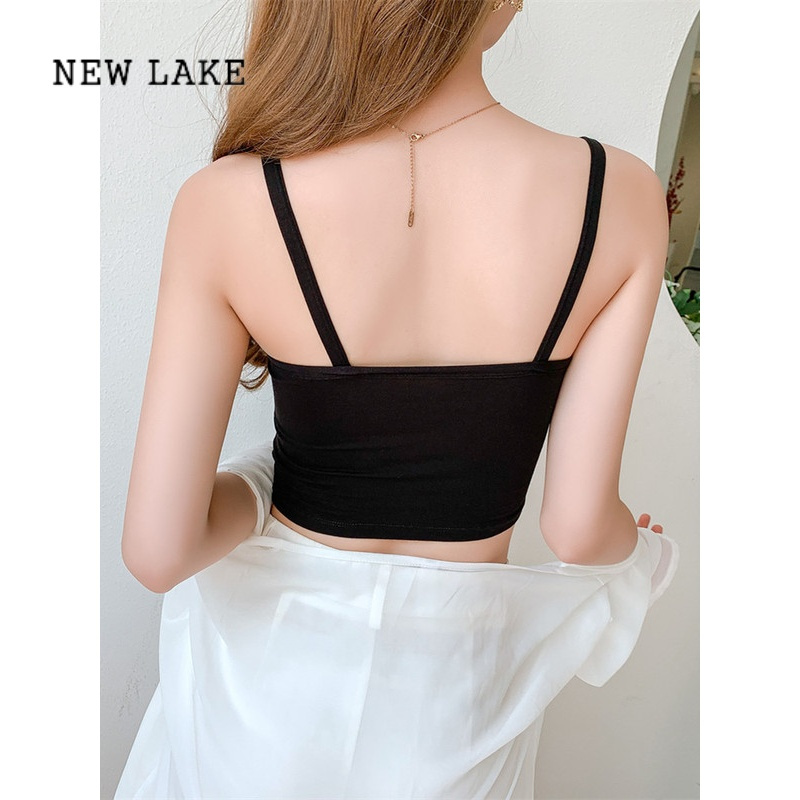 new lake蕾丝吊带抹胸女防走光美背打底内衣内搭薄款上衣白色裹胸背心