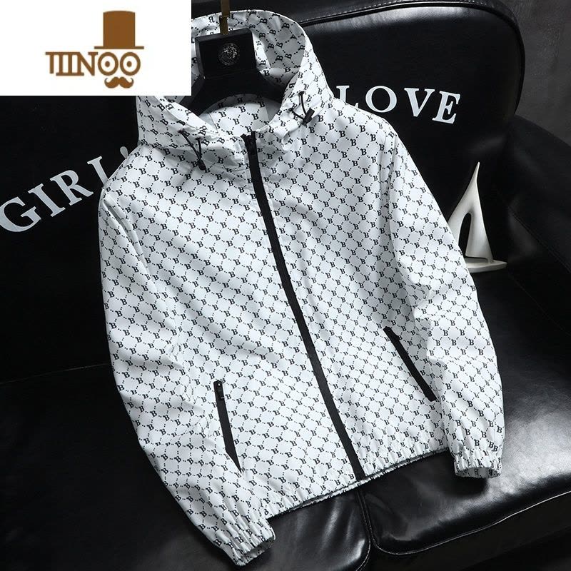 YANXU男士宽松连帽夹克2023春装新款外套欧美潮流男潮牌帅气上衣服图片