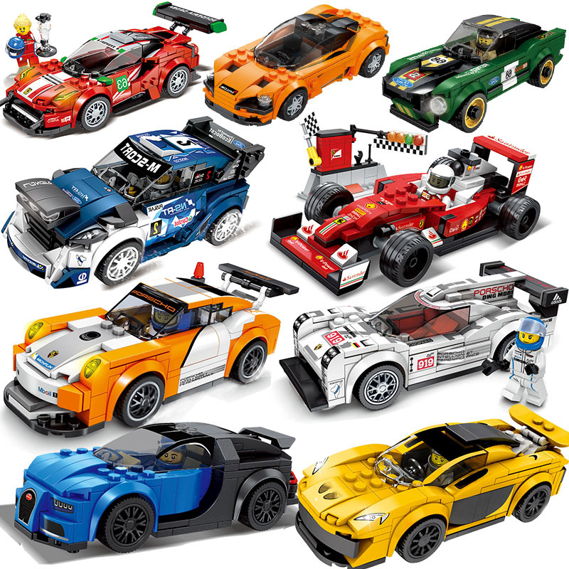 拼装积木兼容乐高玩具超级赛车跑车系列模型力儿童组装男孩小浅灰色