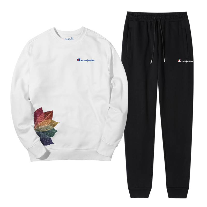 champion冠军休闲运动套装男潮流搭配帅气运动服两件套跑步枫叶印花