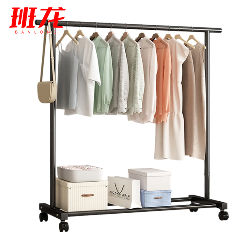 班龙挂衣晾衣架1.2m滑轮黑色个高清大图