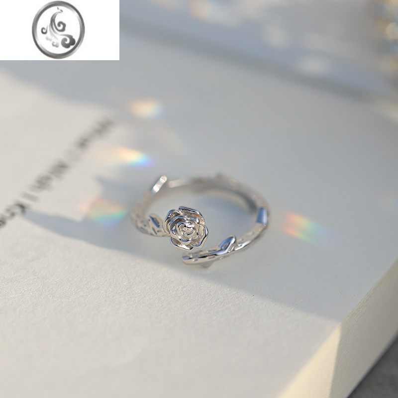 jimis925银饰荆棘玫瑰情侣款戒指一对小众设计感闺蜜女气质轻奢对戒