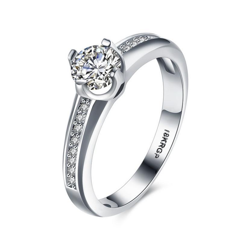 R826-CCouple Love Gold Rings铂金订婚戒指男女钻石情侣简约日韩送女朋友七夕情人节礼物