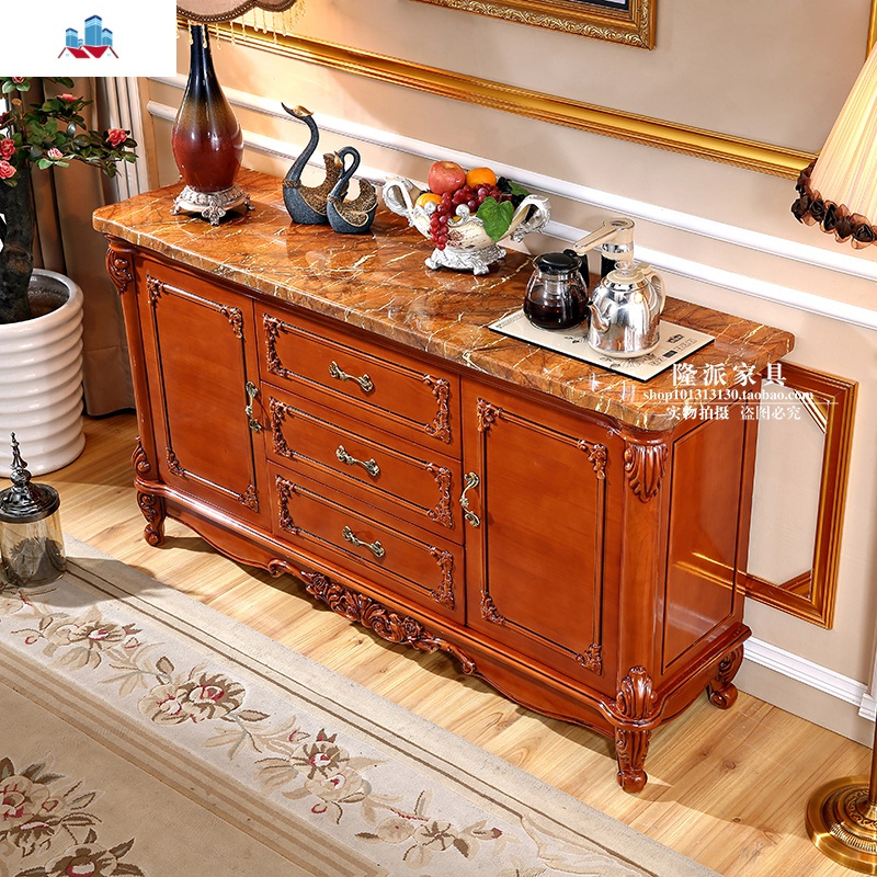 欧式大理石餐边柜茶水柜实木功夫客厅简约水桶烧水边柜家用储物柜泰