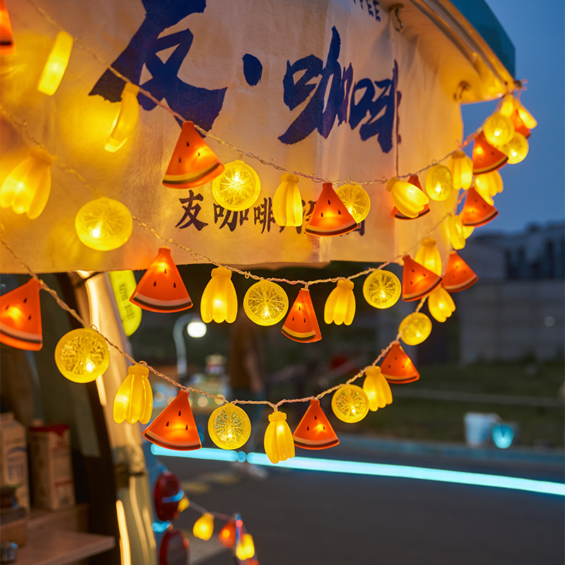 名凌led小彩灯水果三拼10米80灯【电池遥控款+USB款】八种模式调节