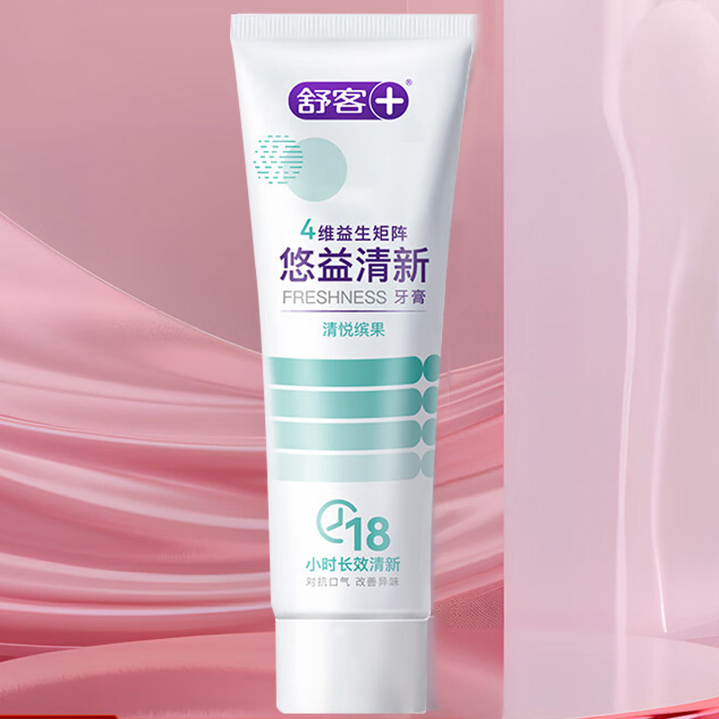 舒客牙膏悠净清新+莓莓冰茶+鲜萃青柠120g*3支(颜色随机)高清大图