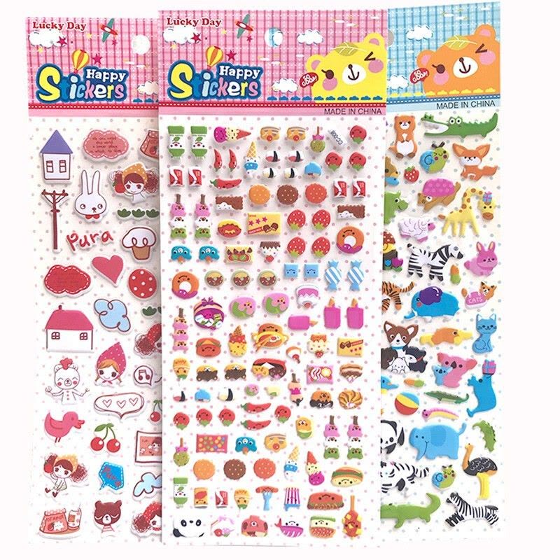 儿童韩版可爱卡通贴画幼儿园男女孩泡泡贴3D立体小红花奖励贴纸手账日记装饰粘贴玩图片