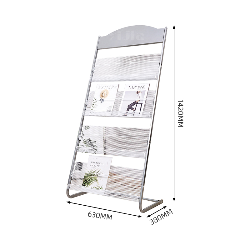 翌嘉YJ4122814 杂志架展示架报置物架收纳落地报纸报刊架 四层银色 630*380*1420高清大图