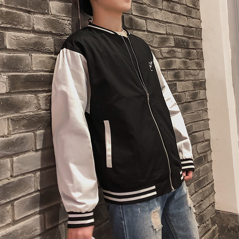 2018春季新品男款港风春夏休闲外套拼色男装夹克青少年棒球领外衣