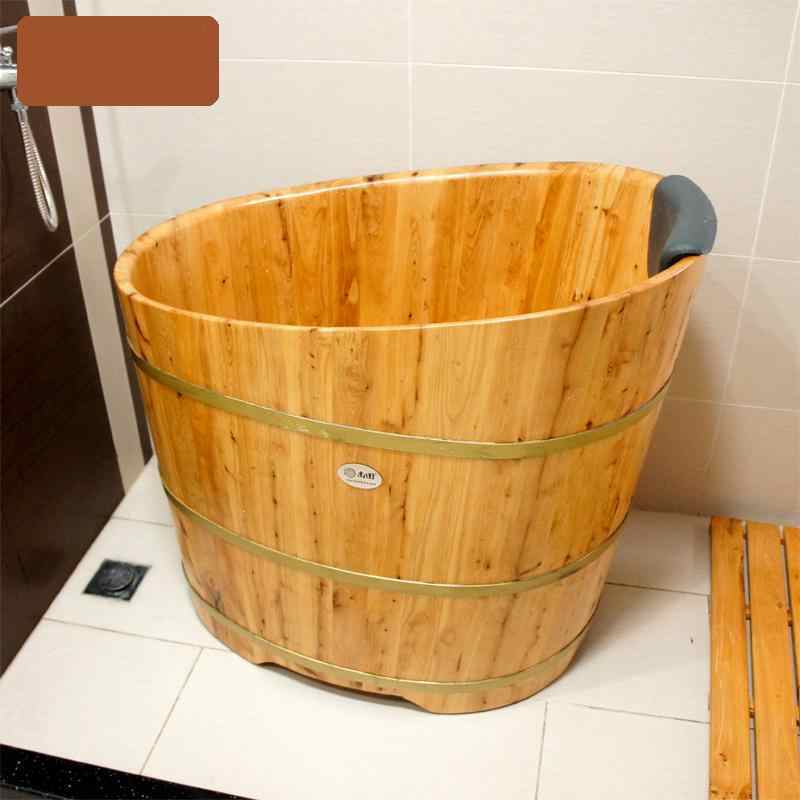 浴缸 小浴桶泡澡柏木椭圆形木桶鸭蛋田家沐浴洗澡盆铜扇形沐浴独立