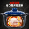 康舒砂锅炖锅家用燃气耐高温干烧不裂陶瓷锅煲汤锅沙锅汤煲石锅 黑至味千叶蓝盖款3.4L(3-5人)
