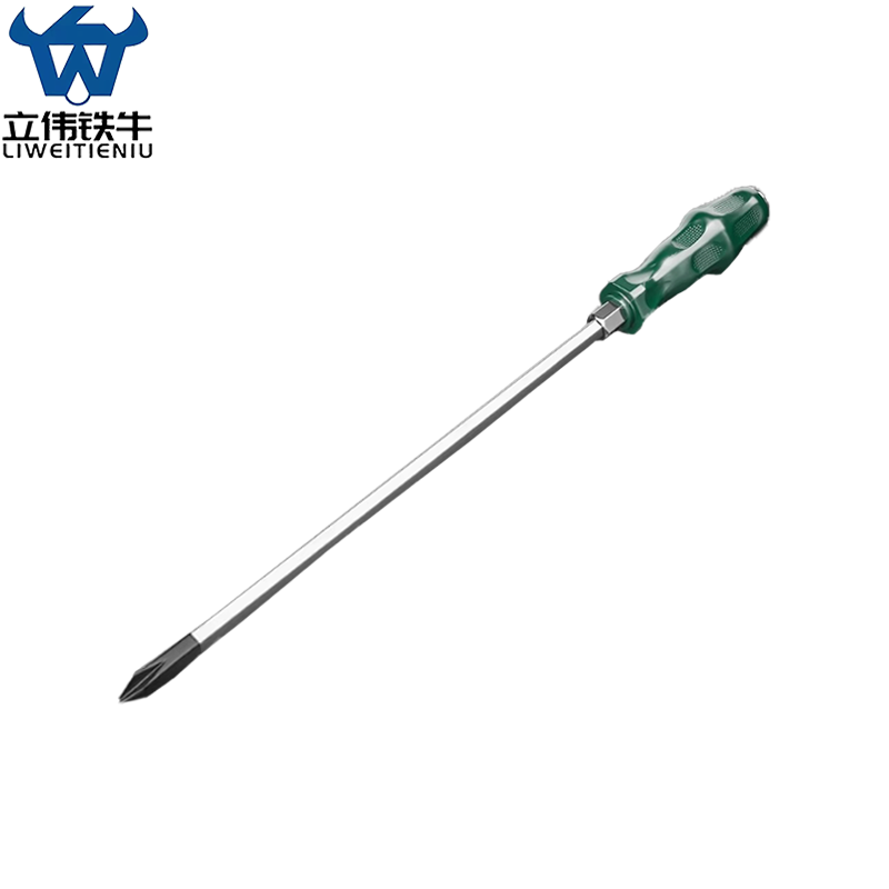 立伟铁牛绿胶炳螺丝刀8*300十字敲击型/把高清大图