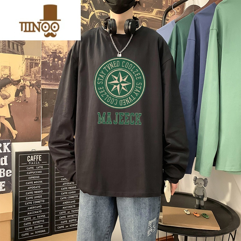 YANXU打底衫ins潮流宽松韩版白色上衣服男士长袖t恤薄款内搭高清大图