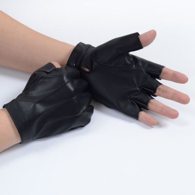 半指pu皮手套男士露指战术户外骑行开车半截手套男秋冬薄款经典三线款