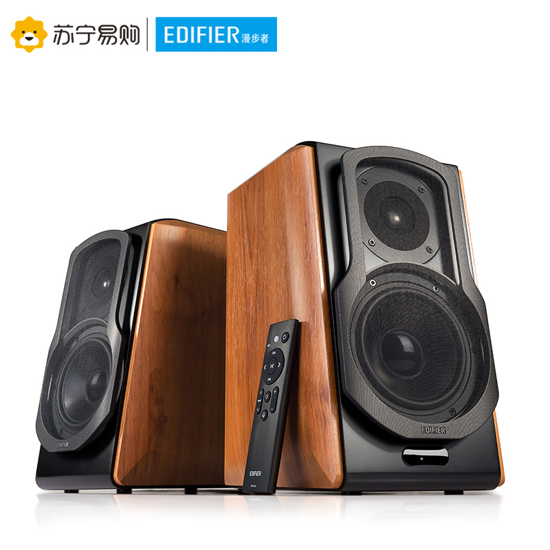 Edifier/漫步者 S1000MA 2.0声道电脑有源音响智能语音无线蓝牙HIFI音箱棕木纹