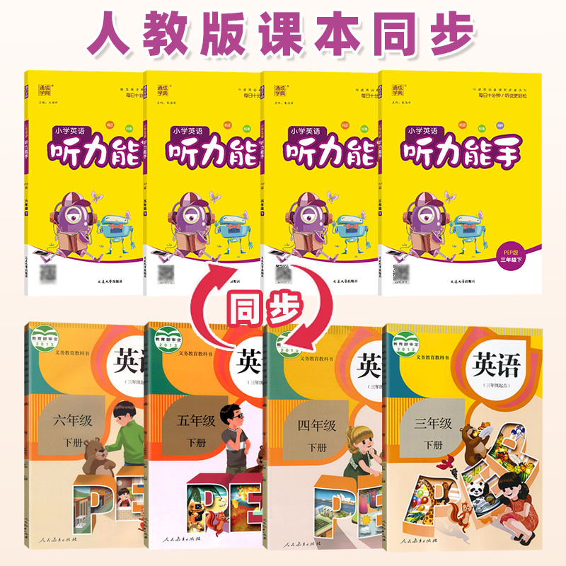 英语听力能手[译林版] 三年级下 [正版]小学英语听力能手2024年春新版六五四三二一年级人教PEP版外研版译林版上册下