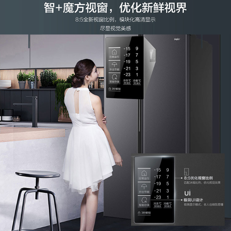 海尔(Haier)538升对开门嵌入冰箱 一级双变频节能 精控多路送风 智+魔方视窗 BCD-538WGHSSEDB9高清大图