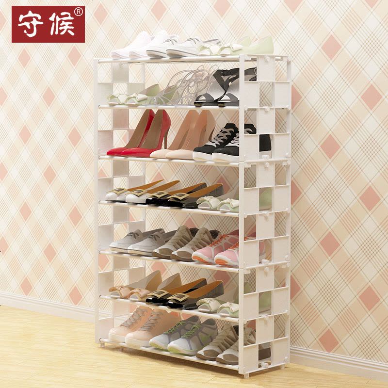 鞋架简易口多层家用防尘经济型宿舍寝室小号鞋架子收纳柜布鞋柜 小号五层典雅黑(格子)图片