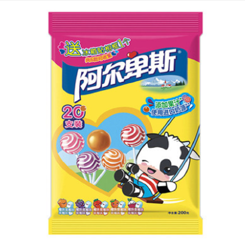 阿尔卑斯混合口味硬糖棒棒糖20支袋装 200g 糖果