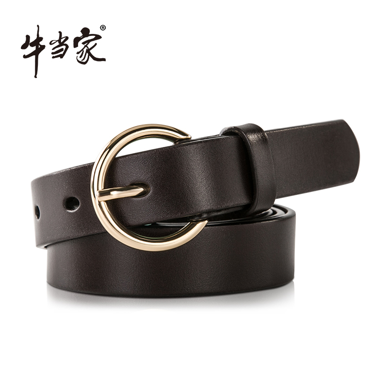 牛当家(CattleOWN)女士皮带简约百搭韩国腰带女真皮时尚潮流圆扣装饰裤带5278