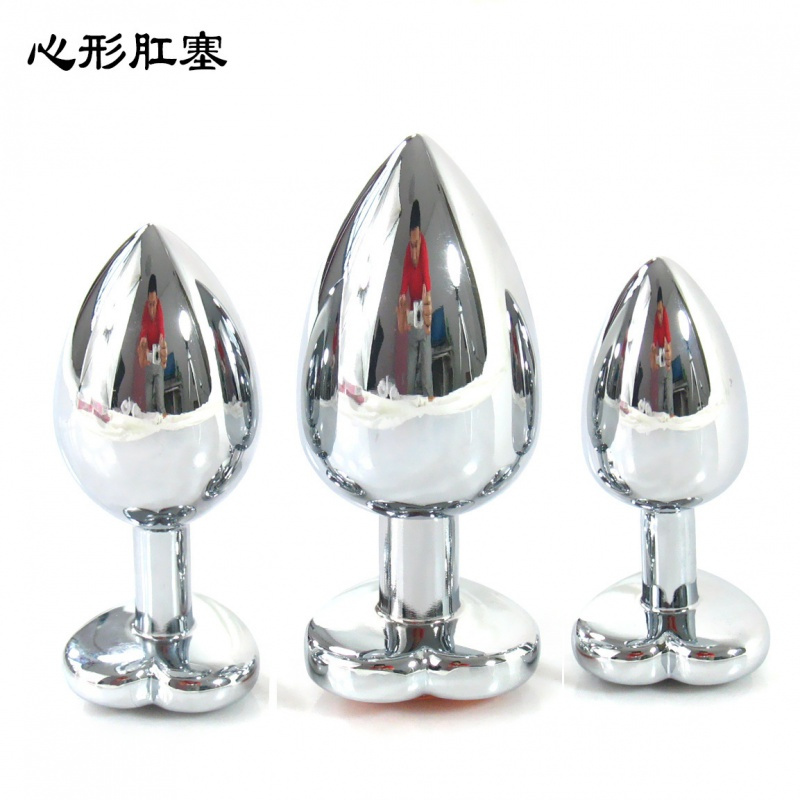 心型金属肛塞肛栓后庭器具男女肛自玩不锈钢性工具成人用中号 中号底钻深紫色