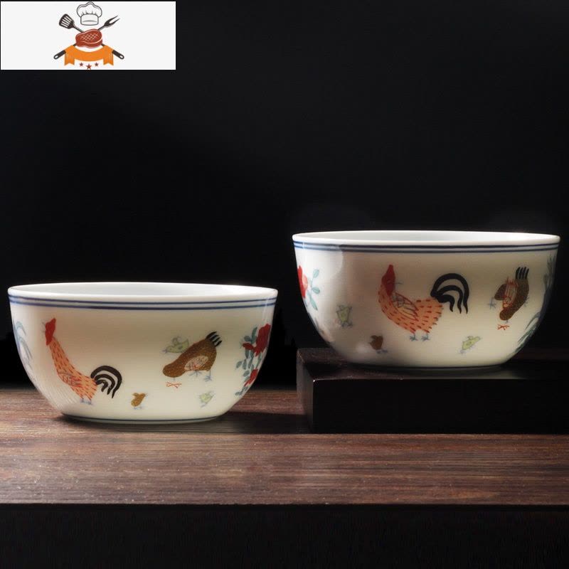 斗彩鸡缸杯茶杯景德镇盏杯单个陶瓷纯手工大明成化仿古玩功夫茶具 鸡缸杯-大号1只礼盒装 1只装 敬平图片