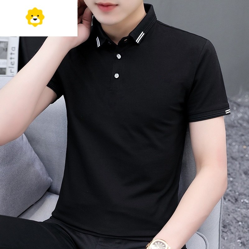 fishbasket装带领子半袖男士t恤翻领短袖潮流商务休闲polo衫冰丝纯色