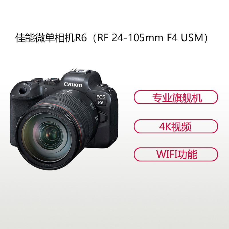 佳能(Canon) EOS R6 (RF24-105F4+SD128G卡+三脚架+电池+充电器+读卡器) 微单相机相机