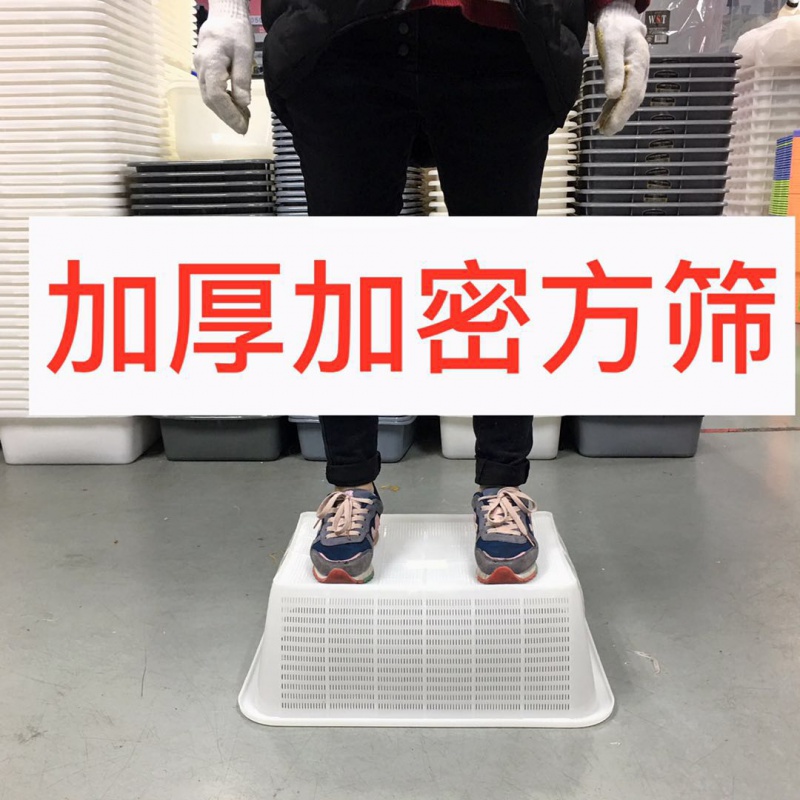 富强 塑料白色方筛 加密加厚 蔬菜筐沥水篮 55*42*20 两个装高清大图